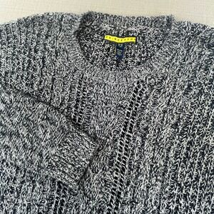 Prince & Fox Sweater Womens XL Black White Marled‎ Knit Crew Neck Long Sleeve